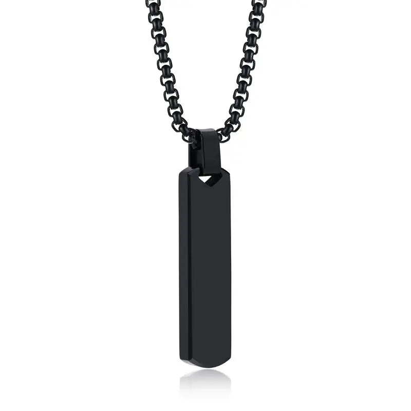 Geometric Vertical Bar Pendant with Customize Letters Necklace