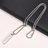 Geometric Vertical Bar Pendant with Customize Letters Necklace