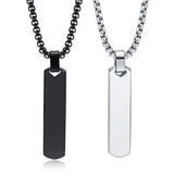 Geometric Vertical Bar Pendant with Customize Letters Necklace