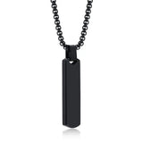 Geometric Vertical Bar Pendant with Customize Letters Necklace
