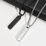 Geometric Vertical Bar Pendant with Customize Letters Necklace