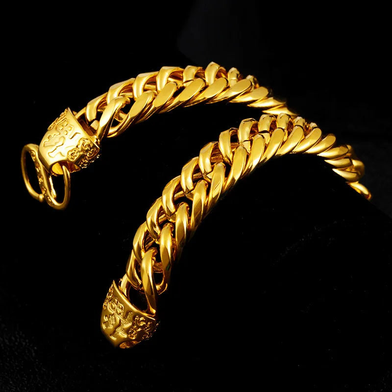 24K Plated Snake Bone Chain Bracelet for Women Men