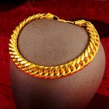 24K Plated Snake Bone Chain Bracelet for Women Men