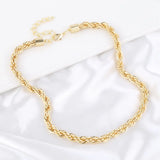 Thick Stainless Steel Chain Necklace Twisted Rope Choker