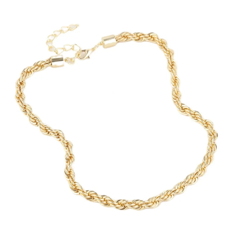 Thick Stainless Steel Chain Necklace Twisted Rope Choker