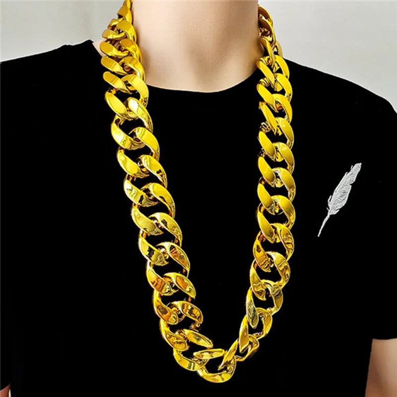 Women's Thick Chain Necklace, Acrylic/Silver Plated, Hand-Made