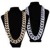 Women's Thick Chain Necklace, Acrylic/Silver Plated, Hand-Made