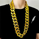 Women's Thick Chain Necklace, Acrylic/Silver Plated, Hand-Made