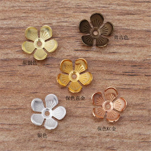 100pcs 10mm Brass Flower Bead Caps for DIY Jewelry Making Bracelet Earrings