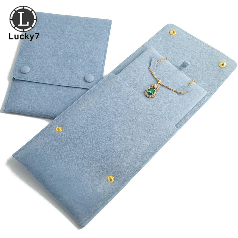 Velvet Double-row Snap Button Cloth Bag Necklace Pendant Storage