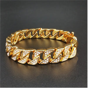 Iced Out Bracelet Rhombus Zircon Cuban Link Chain Chokers Men Hip Hop Jewelry