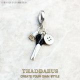 Thimble Scissors Button 925 Silver Dangle Charm