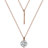 Silver 925 Lucky Bar Solitaire Pendant Double Rows Necklace C-D5204