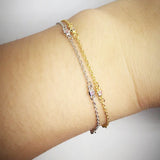 925 Sterling Silver CZ Beaded Chain Charm Bracelet For Women
