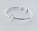 925 Sterling Silver Double Polished Rounds & Hollow Star of David Cuff Bangle