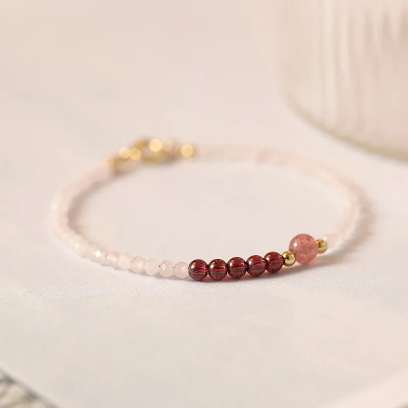 2mm Natural Strawberry Quartz Beads Strand Bracelet Women Girls