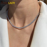 3mm CZ Tennis Chain Necklace HipHop Iced Out Bling Choker Jewelry