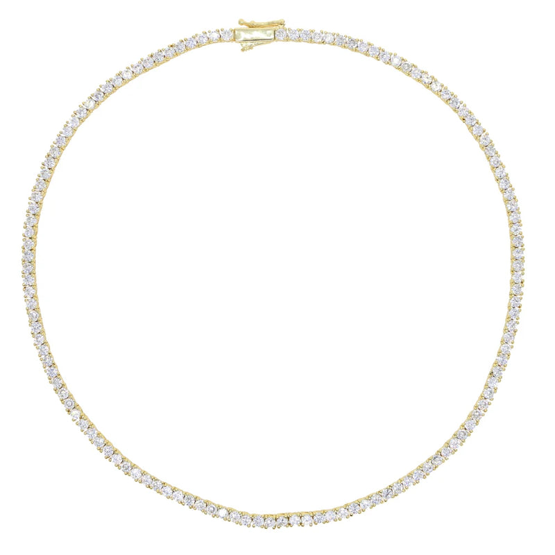 3mm CZ Tennis Chain Necklace HipHop Iced Out Bling Choker Jewelry