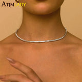 3mm CZ Tennis Chain Necklace HipHop Iced Out Bling Choker Jewelry
