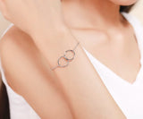 925 Silver Double Circles Infinity Chain Bracelet for Women