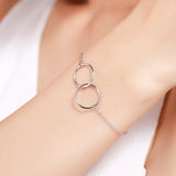 925 Silver Double Circles Infinity Chain Bracelet for Women