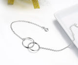 925 Silver Double Circles Infinity Chain Bracelet for Women