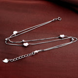 925 Silver Heart-shaped Anklet for Women Foot Jewelry