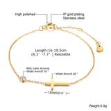 Thin Chain Link Cross Bracelet Stainless Steel Women's