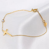 Thin Chain Link Cross Bracelet Stainless Steel Women's