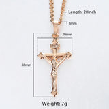 Thin Cross Crucifix Jesus Pendant Necklace 585 Rose Jewelry Christmas