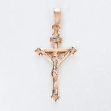 Thin Cross Crucifix Jesus Pendant Necklace 585 Rose Jewelry Christmas