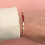 Thin Natural Pearl Bracelet Glass Beads Charm Bracelets Boho Adjustable Jewelry