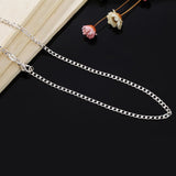 925 Sterling Silver Necklace 2MM Sideways Silver Chain DIY Clavicle Chain 16''18