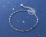 925 Sterling Silver Twist Coin Chain Anklet Bracelet