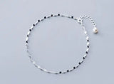 925 Sterling Silver Twist Coin Chain Anklet Bracelet