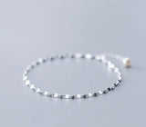 925 Sterling Silver Twist Coin Chain Anklet Bracelet
