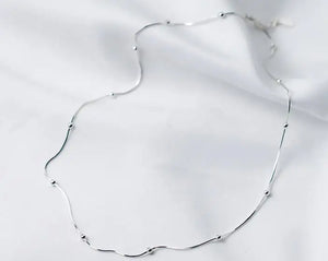 925 Sterling Silver Snake Bone Beaded Choker Necklace