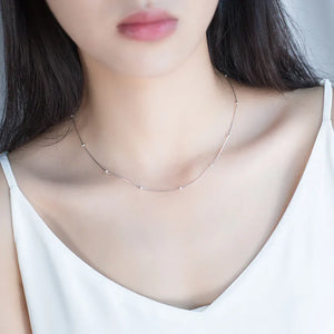 925 Sterling Silver Snake Bone Beaded Choker Necklace