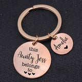Aunty Belongs To Names Keychain - Stainless Steel Appreciation Gift