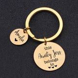 Aunty Belongs To Names Keychain - Stainless Steel Appreciation Gift