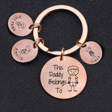 Personalized Daddy Belongs To Keychain Fathers Gift