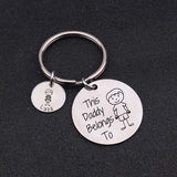 Personalized Daddy Belongs To Keychain Fathers Gift