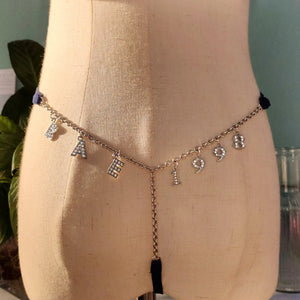 Crystal Letter Waist Chain Silver Shining Bikini Belly Chain Belt