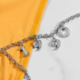 Crystal Letter Waist Chain Silver Shining Bikini Belly Chain Belt