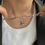 Thorns Stainless Steel Chain Choker Necklace Gothic Punk Style Charms Jewelry