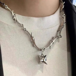Thorns Stainless Steel Chain Choker Necklace Gothic Punk Style Charms Jewelry