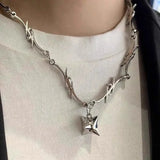 Thorns Stainless Steel Chain Choker Necklace Gothic Punk Style Charms Jewelry