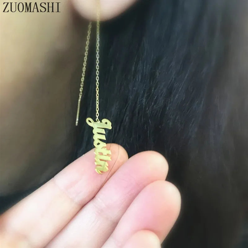 Personalized Name Threader Earrings for Women
