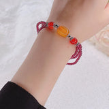 Three Circles Garnet Bracelet Lucky Pixiu Natural Stone Bracelets Women Jewelry