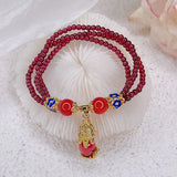 Three Circles Garnet Bracelet Lucky Pixiu Natural Stone Bracelets Women Jewelry
